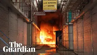 Large fire engulfs market in Kharkiv after Russian shelling