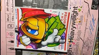 Timelapse - Drawing six graffiti sticker slaps