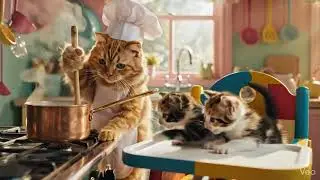 Chef Cat Cooks Dinner and Plays With Hens 🐱🐔😂