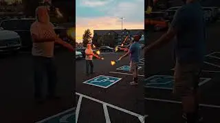 Juggling fire in September #juggler #Juggling #fire #firejuggling #circus #circusarts #passing