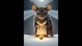 🐁 🐭A small mouse uses Christmas cookie crumbs to create a trail of lights on a dark, snowy path.