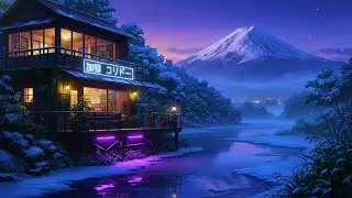 Snowy Winter Lofi 🌨️ Riverside Night Beats for Study, Relax & Focus