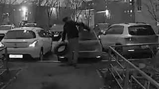 Inadequate person threw dirty tires at Golf. Real video