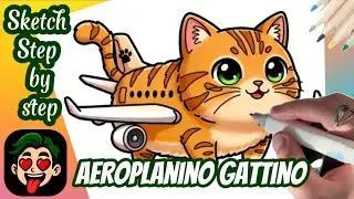 How to Draw a Cute Cat Airplane Step by Step | Easy Kawaii Drawing Tutorial for Beginners