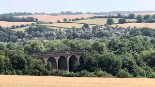 Walking in beautiful countryside #train #viaduct #kent #northdowns #england #field  #summer2025 #dog