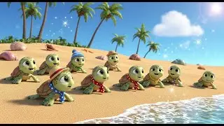 Ten Tiny Turtles on the Shore 🐢🌊 | Counting Song for Kids | Fun Numbers Learning Video