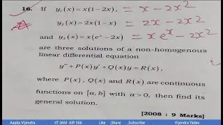 IITJAM (2008) |Ordinary Differential Equqation |Mathematics |Question Solution | Vijendra (AIR 166 )
