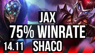 JAX vs SHACO (TOP) | 75% winrate, 7 solo kills, 13/3/3 | EUW Diamond | 14.11