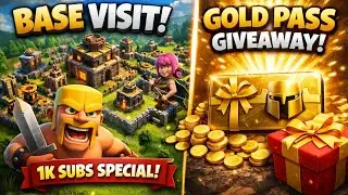 🎁 Gold Pass Giveaway LIVE | Base Visit 🔥 Road to 1K Subscribers | COC