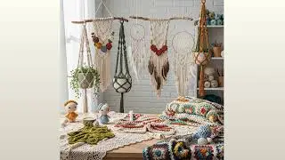 Crochet curtain, macrame,