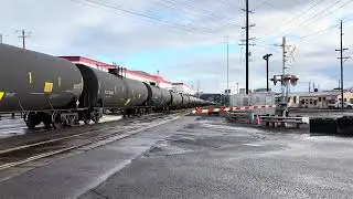 BNSF 5770 Oil train on 11th street in Vancouver Washington 