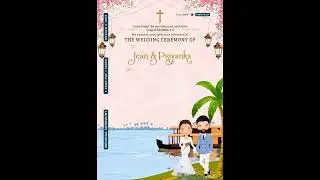 Christian wedding invitation video of Catholic family in english with  River View design 2692