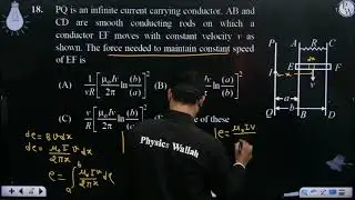 PQ is an infinite current carrying conductor. AB and CD are smooth conducting rods on which a co....