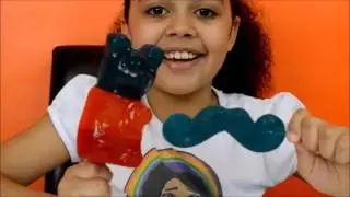 Super Sour Giant Gummy Teddy Lollipop   Gummy Moustache   Candy & Sweets Review
