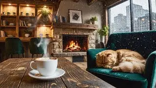 Cozy Ambience ☕ Rainy Day & Fire Crackling | Soft Voices | Focus, Study, Relax