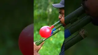 DIY Umbrella Slingshots with Two Clourballoone and Bamboo #Bamboo #Slingshots #Bambooart