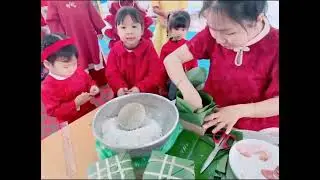 Hoạt động: G&oacute;i b&aacute;nh chưng của lớp 4 tuổi B4  