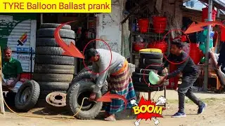 Tyre Blast Prank Of Big Popping Balloons !! Crazy Reaction with  Popping Balloon Prank