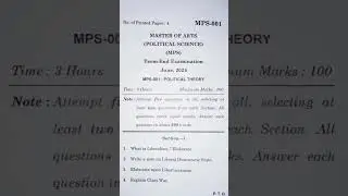 IGNOU    1st year MPS 001 JUNE 2024 (QUESTION PAPER) #politicalscience
