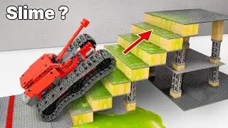Making LEGO Car Move Up Stairs: Slime, Foam, Waste Vehicle Oil | FM Lego Technic