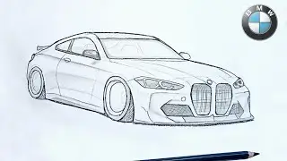 Как нарисовать автомобиль BMW | Простой рисунок автомобиля!