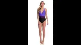 Speedo Color Blocked Halter One Piece | SwimOutlet.com