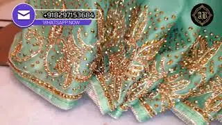 AB-318 Seafoam Designer Saree || Stone Work || Hand Work || #aairahsaree | Aairah Boutique