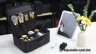 Lucky Case-PU Makeup Train Case with Mirror LED Lights Portable Makeup Bag With Adjustable Dividers