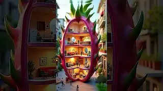 Mini Humans Living in Dragon Fruit?! 😲 | Animated Fruit City #shorts #shortvideo