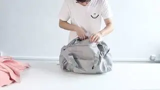 Customized wholesale nylon waterproof  travel duffel bag with shoe compartment