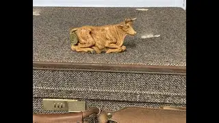 Vintage Yard Sale Treasure Fontanini Figurines - Hartmann Luggage - Wood Army Cot!!