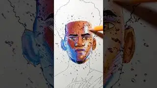 Drawing Miles Morales from spider verse with Prismacolor pencils!! #milesmorales #shorts