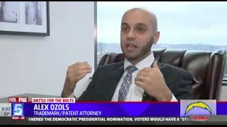 Alex Ozols on Fox 5 San Diego discussing the Chargers Trademark Filing in Los Angeles