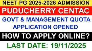 🔥NEET-PG 2025 PUDUCHERRY CENTAC Aplication Started | #neetpgtamil #neetpg2025 #neetpg #nbems #centac