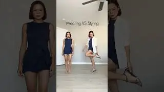 Wearing VS Styling - Navy Blue Dress 💖 #shorts