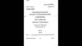 Organic Synthesis-I  // M.Sc. Ist Semester Jnvu old exam 2025 #jnvu #exam