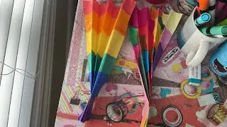 Making A Rainbow Paper Fan! Part 2 Of Making A Paper Fan 