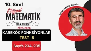2025-2026 10.Sınıf Matematik Orijinal Yayınları SB / Karek&ouml;k Fonksiyonlar Test-5 (sayfa 234-235)