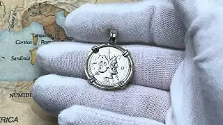 Janus Roman God of Time 120 BC Denarius Coin in Gold Jewelry