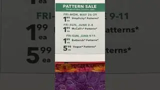 JoAnn Flyer!  Pattern Sale Alert!  May 26-June 11!  #fridaysews #sewing #patternsale