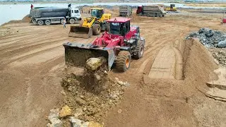 Dump Truck HYUNDAI Transport Land Sand +Weeloader SDLG And MATADOR Pushing Sand