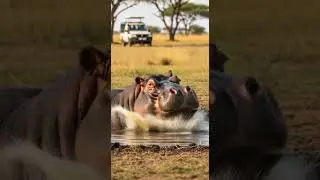 Will the hippo successfully catch the slippery fish fast #wildlife #nature #animals