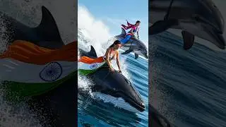 Nepali Girl vs Indian Girl 🌊 Dolphin vs Whale Race | Nepal vs India Challenge #ai #nepal #india