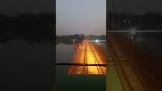 Live view of sunset from loco pilot cab of fastest train crossing old bridge river Jhelum #shorts