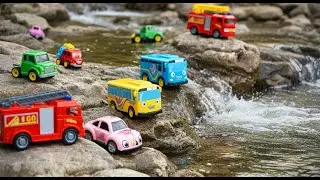 Mencari dan menemukan mainan mobil truk molen, bus tayo, kereta charles, cho cho charles, ambulan