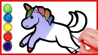 glitter Unicorn coloring pages for kids   l  Drawing & Learn Colors for kids