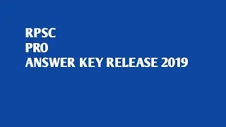 RPSC PRO ANSWER KEY 2019
