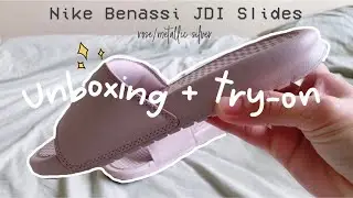 UNBOXING + TRY-ON: Nike Benassi JDI slides (rose/metallic silver) ✨ | ricci rea