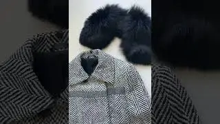 GIANNI VERSACE Gray Long Fur Coat with Greca Line Buttons