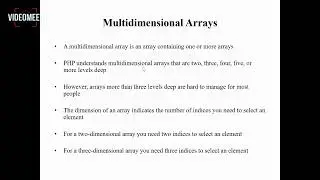 Web Technologies:  PHP Arrays